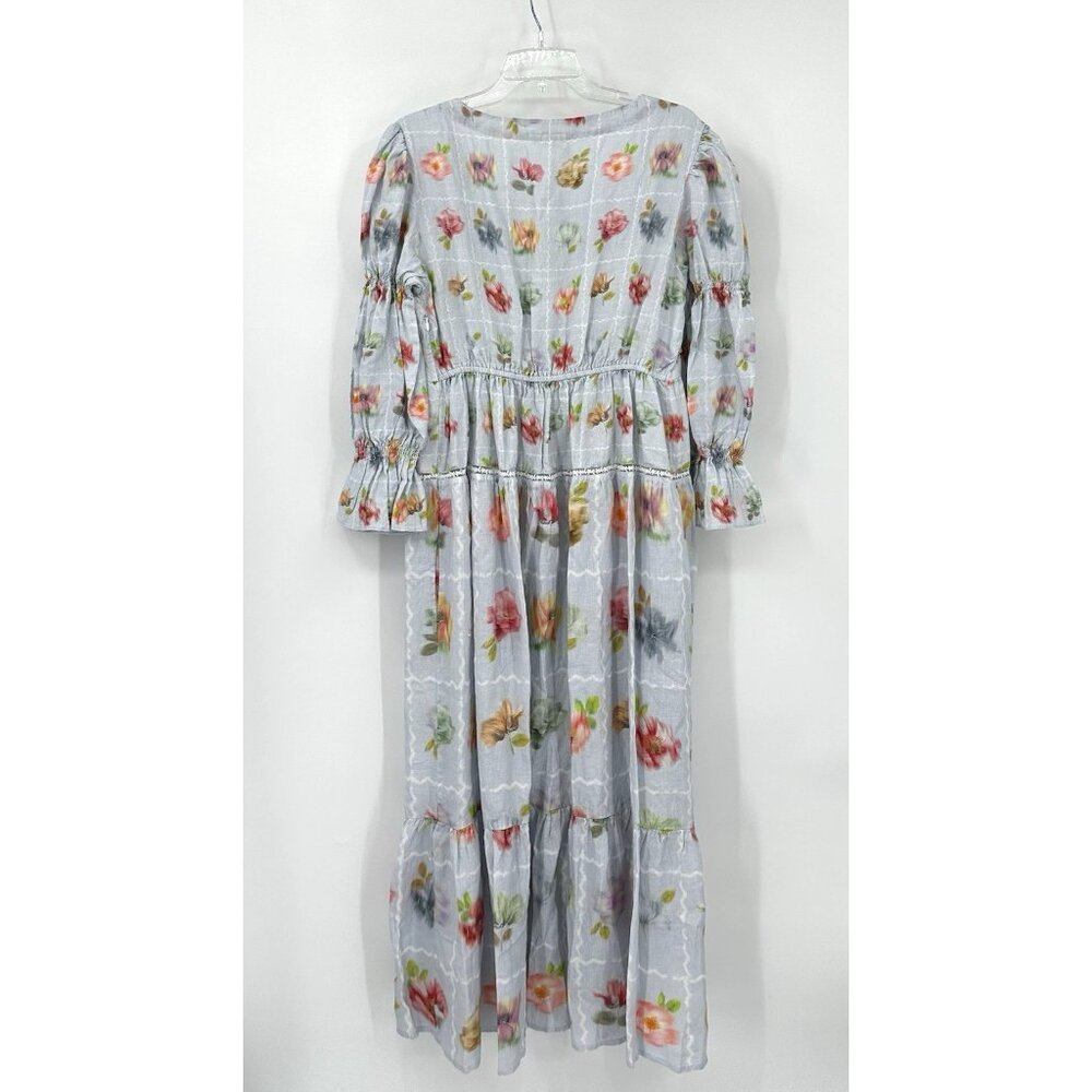 POZRUH maxi dress floral LARGE colorful cottage tiered smocked embroidered - Picture 9 of 16